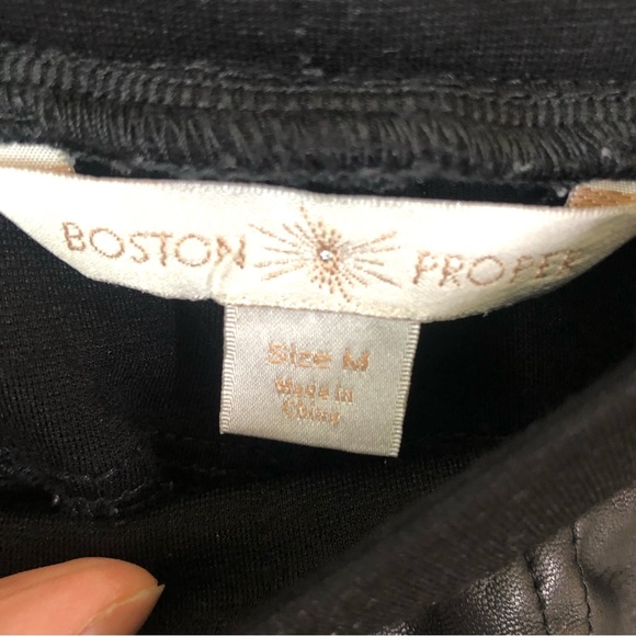 BOSTON PROPER Faux Leather Mixed Fabric Stretch Pull On Skinny Pants M Black - Picture 4 of 8